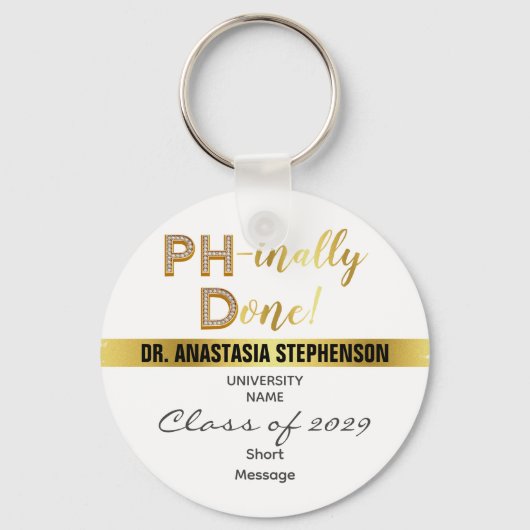 Gold Doctorate PhD Graduation Party Favor Sleutelhanger (Voorkant)