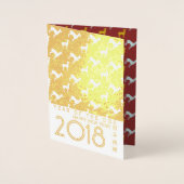 Gold Dog Jaar 2018 Hondenpatroon Kraft Folie Kaart (Voorkant)