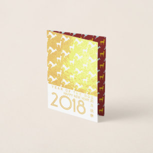 Gold Dog Jaar Honden Patroon mini Folie Kaart