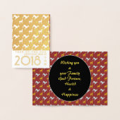 Gold Dog Jaar Honden Patroon mini Folie Kaart (Display)