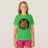 Gold Dog Papercut Chinees Nieuw aangepast jaar mei T-shirt (Voorkant volledig)