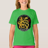Gold Dog Papercut Chinees Nieuw aangepast jaar mei T-shirt (Voorkant)