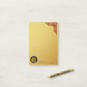 Gold Dog Papercut Chinees nieuwjaar 2018 Business Post-it® Notes (Op bureau)