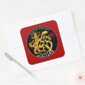 Gold Dog Papercut Chinees nieuwjaar 2018 Square S Vierkante Sticker (Envelop)