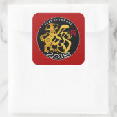 Gold Dog Papercut Chinees nieuwjaar 2018 Square S Vierkante Sticker (Tas)