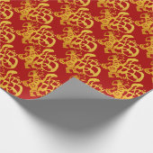 Gold Dog Papercut Chinees nieuwjaar 2018 Wrapping  Cadeaupapier (Hoek)