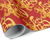 Gold Dog Papercut Chinees nieuwjaar 2018 Wrapping  Cadeaupapier (Rol Hoek)