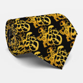 Gold Dog Papercut Chinees nieuwjaar ZodiaBlack T Stropdas (Opgerold)