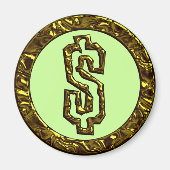 GOLD DOLLAR SIGN MAGNEET (Voorkant)