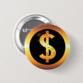 GOLD DOLLAR SIGN RONDE BUTTON 5,7 CM (Voorkant /achterkant)