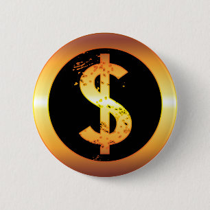 GOLD DOLLAR SIGN RONDE BUTTON 5,7 CM