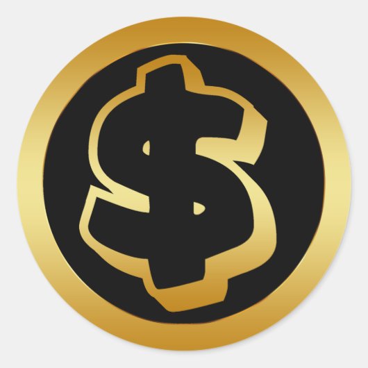 GOLD DOLLAR SIGN RONDE STICKER (Voorkant)