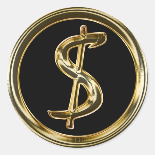 GOLD DOLLAR SIGN RONDE STICKER (Voorkant)