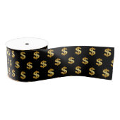 Gold Dollar Signs On Black Grosgrain Lint (Spoel)