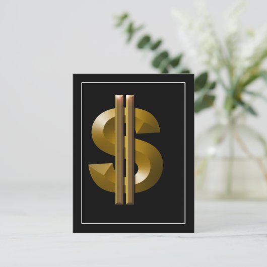 Gold Dollar-teken Briefkaart (Staand voorkant)