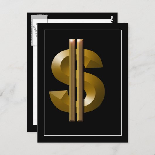 Gold Dollar-teken Briefkaart (Voorkant / Achterkant)