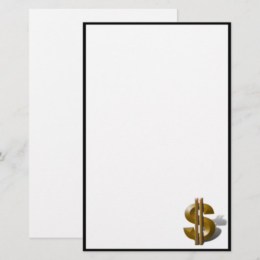 Gold Dollar-teken Briefpapier (Voorkant / Achterkant)