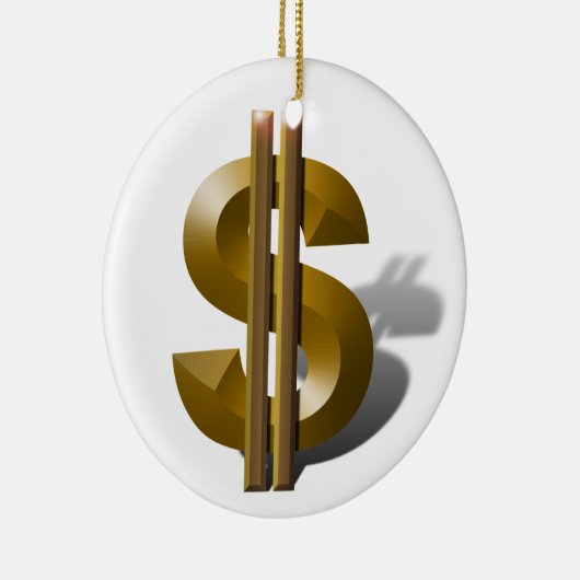 Gold Dollar-teken Keramisch Ornament (Rechts)
