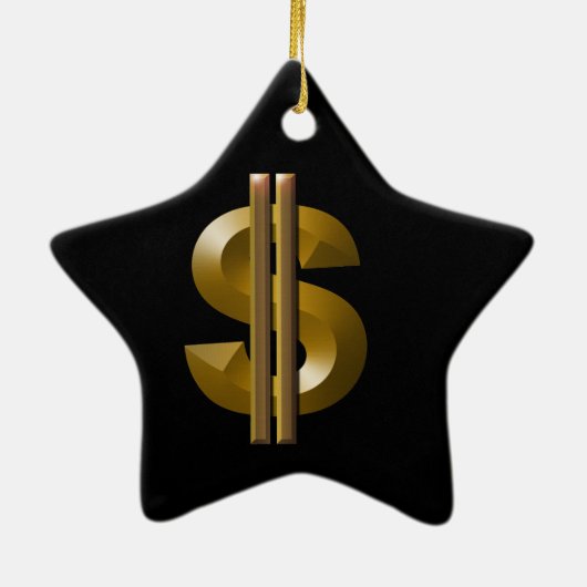 Gold Dollar-teken Keramisch Ornament (Achterkant)