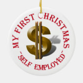 Gold Dollar-teken Keramisch Ornament (Achterkant)