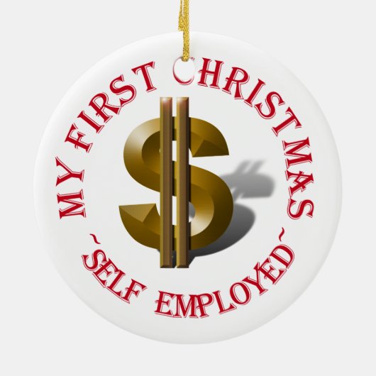 Gold Dollar-teken Keramisch Ornament (Achterkant)