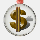 Gold Dollar-teken Metalen Ornament (Voorkant)