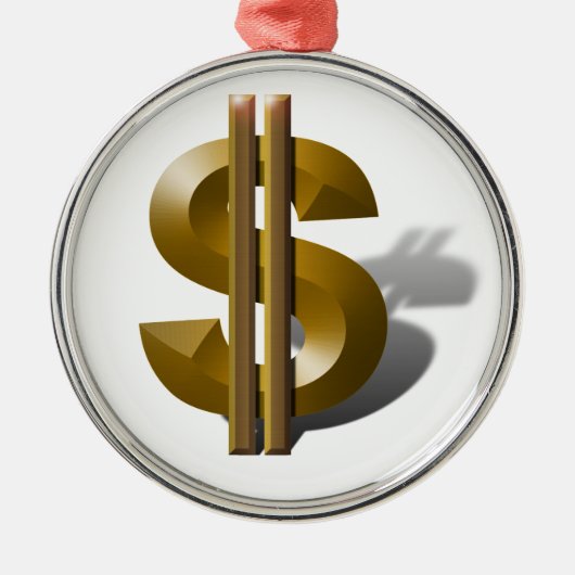 Gold Dollar-teken Metalen Ornament (Voorkant)