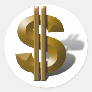 Gold Dollar-teken Ronde Sticker