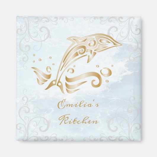 Gold Dolphin Personalized Magnet (Voorkant)