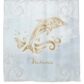 Gold Dolphin - persoonlijk Shower Curtain Douchegordijn (Voorkant)