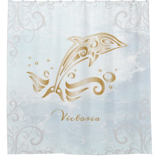Gold Dolphin - persoonlijk Shower Curtain Douchegordijn (Voorkant)