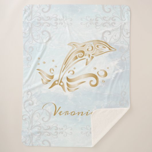 Gold Dolphin - persoonlijke Sherpa Blanket Sherpa Deken (Voorkant)