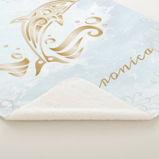 Gold Dolphin - persoonlijke Sherpa Blanket Sherpa Deken (3/4)