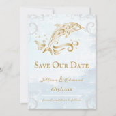 Gold Dolphin Save the Date Notice Aankondiging (Voorkant)