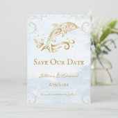 Gold Dolphin Save the Date Notice Aankondiging (Staand voorkant)