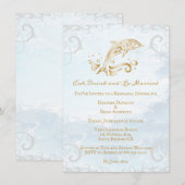 Gold Dolphin Wedding Rehearsal Dinner Uitnodiging (Voorkant / Achterkant)