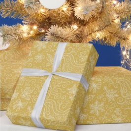 Gold Doodle Christmas Sleigh Pattern Cadeaupapier