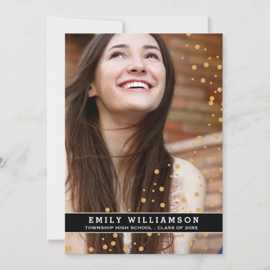 Gold Dot Glam Photo Graduparty Invitation Kaart (Voorkant)