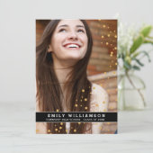 Gold Dot Glam Photo Graduparty Invitation Kaart (Staand voorkant)