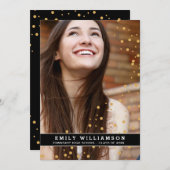 Gold Dot Glam Photo Graduparty Invitation Kaart (Voorkant / Achterkant)