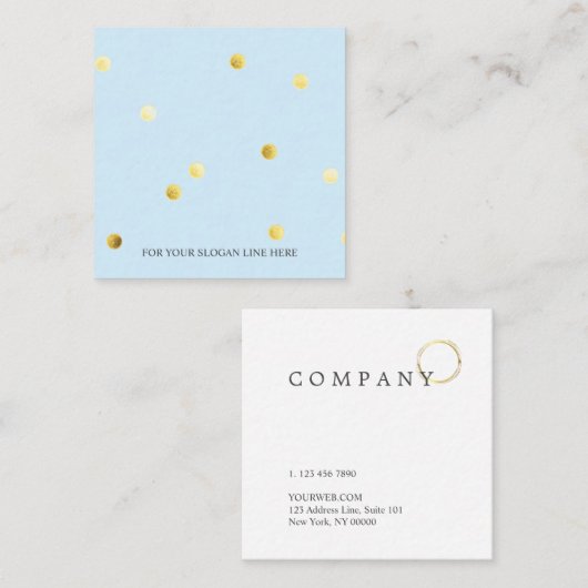 Gold Dot Pattern Baby Blue Square Visitekaartje (Voorkant / Achterkant)