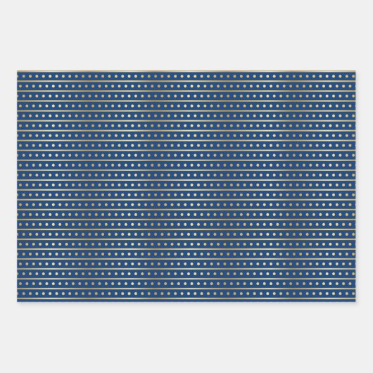 Gold Dot Patterns op Royal Blue Inpakpapier Vel (Voorkant 2)
