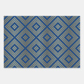 Gold Dot Patterns op Royal Blue Inpakpapier Vel (Voorkant)
