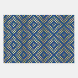 Gold Dot Patterns op Royal Blue Inpakpapier Vel