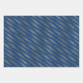 Gold Dot Patterns op Royal Blue Inpakpapier Vel (Voorkant 3)
