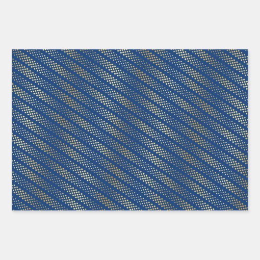 Gold Dot Patterns op Royal Blue Inpakpapier Vel (Voorkant 3)