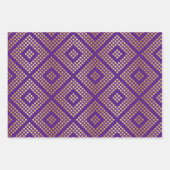 Gold Dot Patterns op Royal Paarse Inpakpapier Vel (Voorkant)