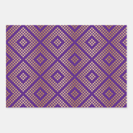 Gold Dot Patterns op Royal Paarse Inpakpapier Vel