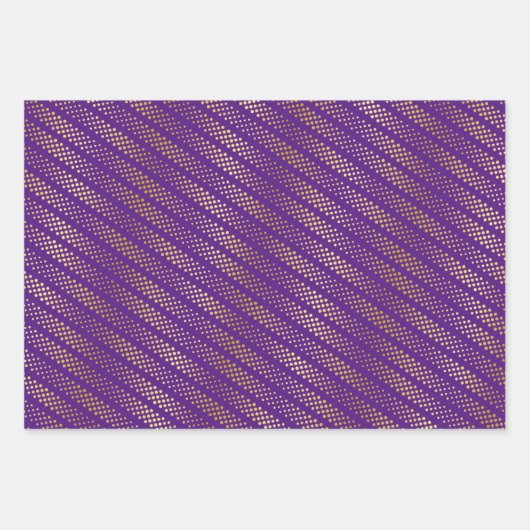 Gold Dot Patterns op Royal Paarse Inpakpapier Vel (Voorkant 3)