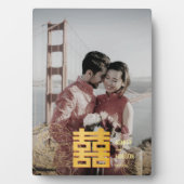 Gold Double Happiness Chinese bruiloft foto Fotoplaat (voorkant)